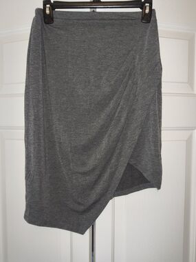 TCEC Heather Gray Asymmetrical Draped Knit Skirt